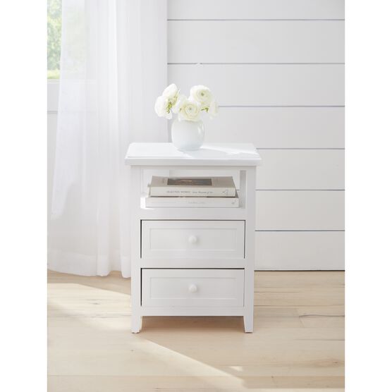 Karsen Modern And Contemporary White Finished Wood 2-Drawer Nightstand, , on-hover image number null