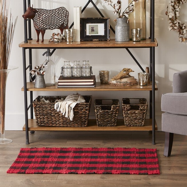 Red & Black Buffalo Check Rag Rug 26X40, , alternate image number null