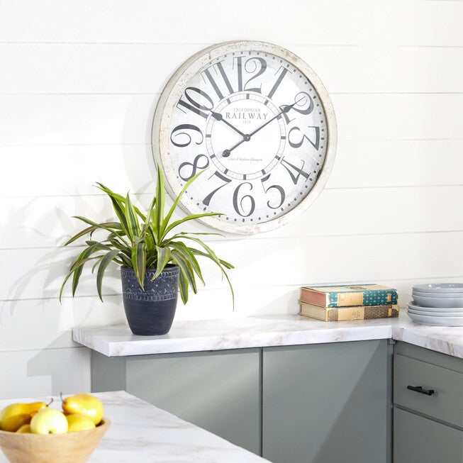 White Vintage Wood Wall Clock, , alternate image number null