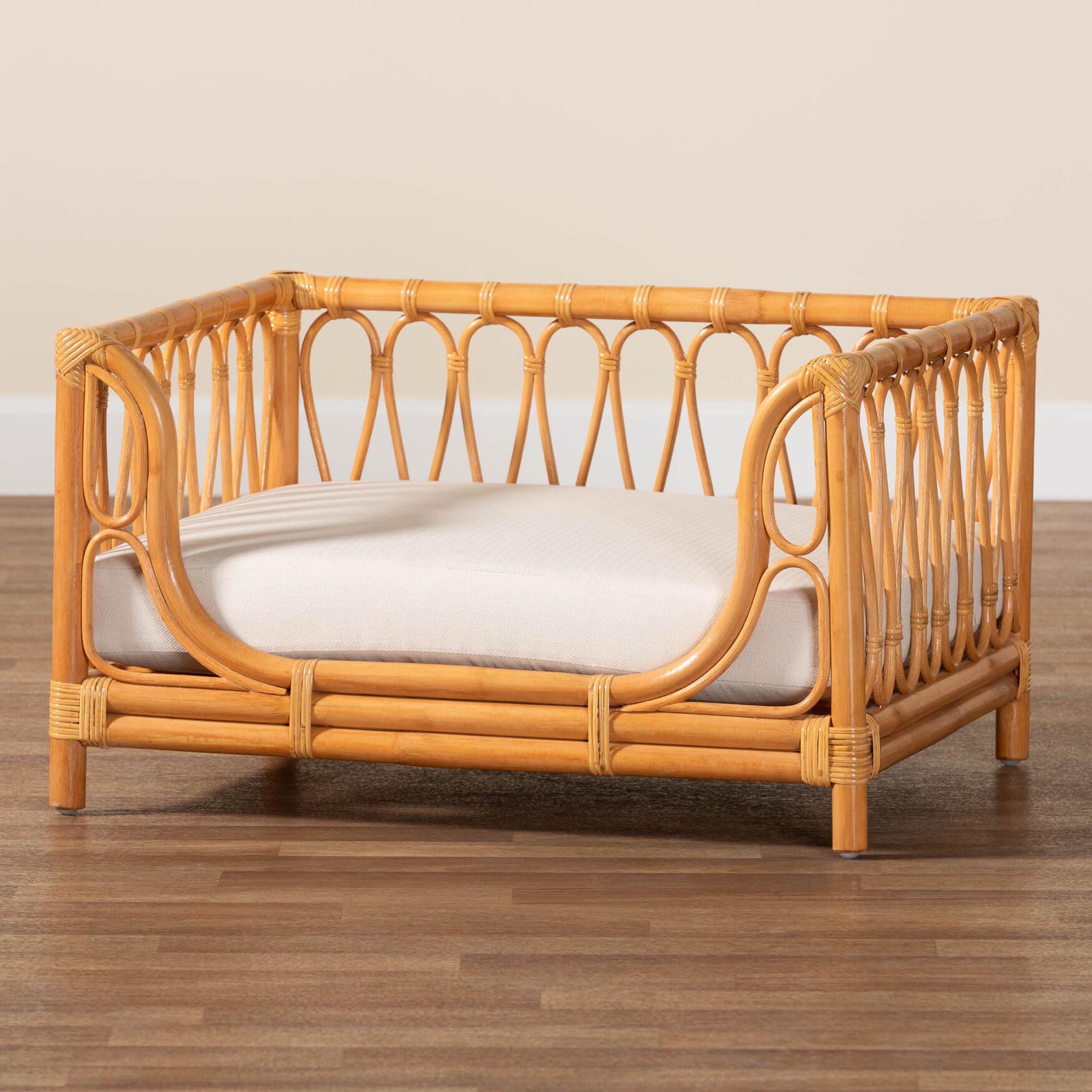 Kierra Bohemian Honey Rattan Pet Bed, , alternate image number 6