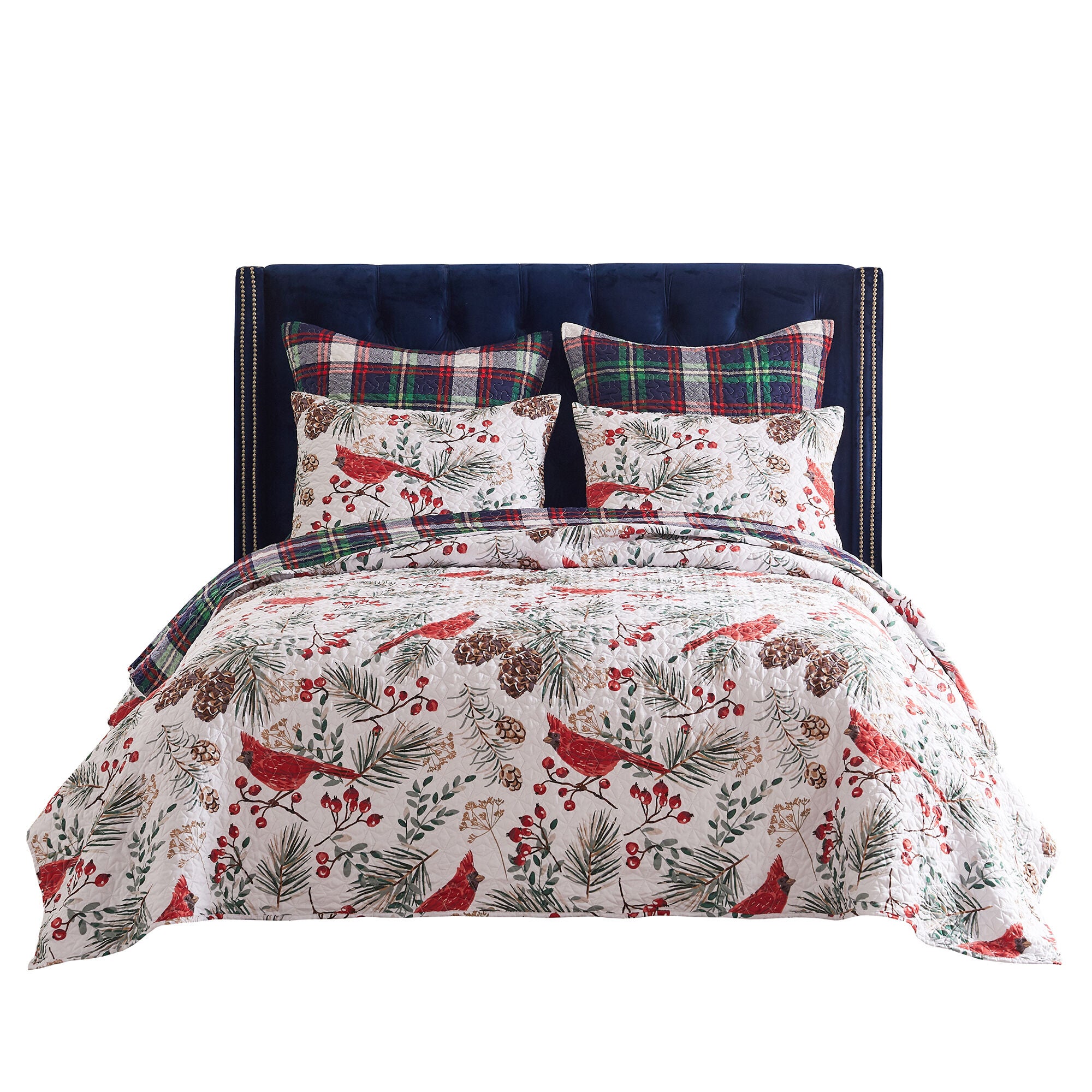 Cardinal Plaid Winter Wonderland Quilt Set, Red, 2-Piece Twin, RED, alternate image number 5
