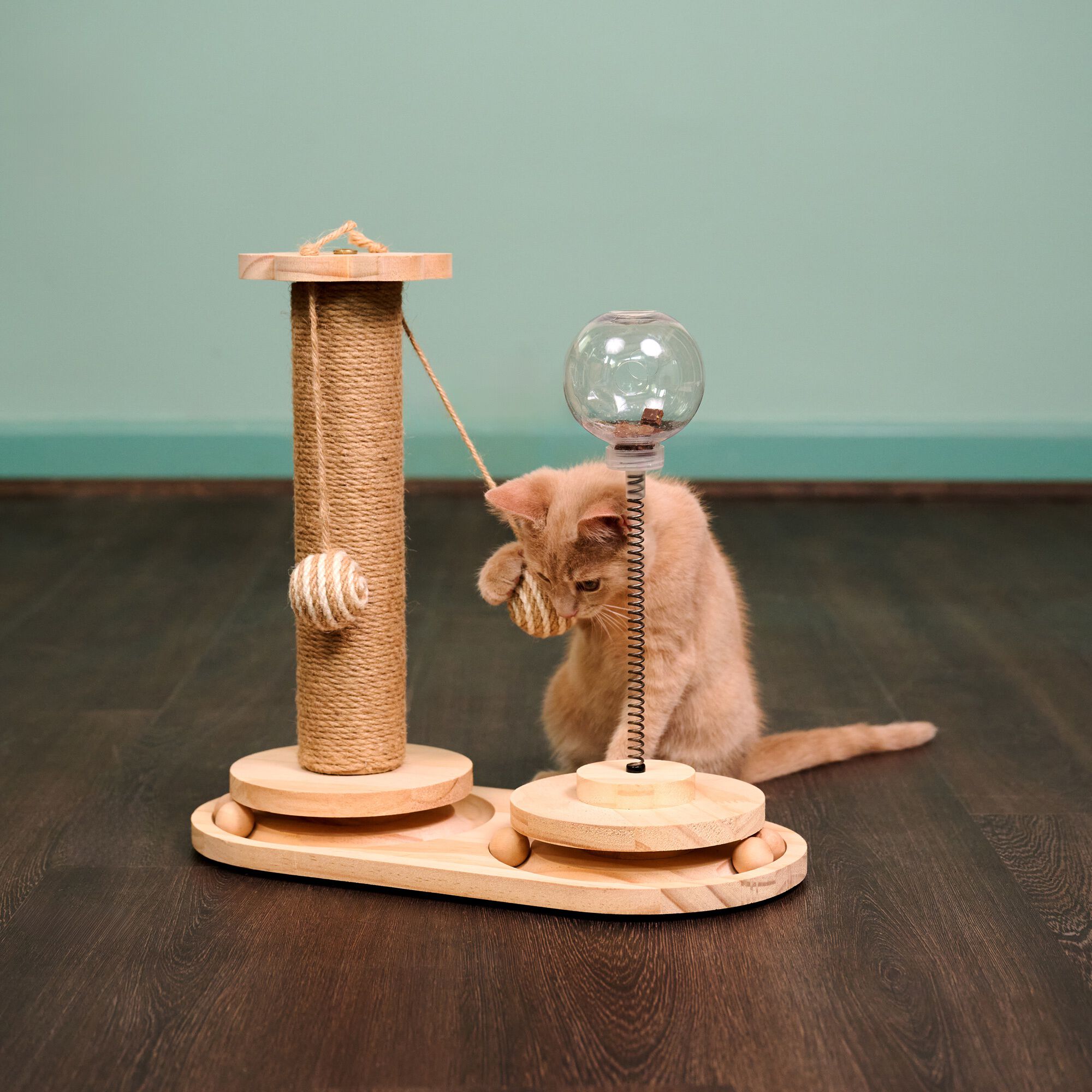 Interactive Scratch Post and Activity Center: The Ultimate Cat Playground, NATURAL BEIGE, alternate image number 2