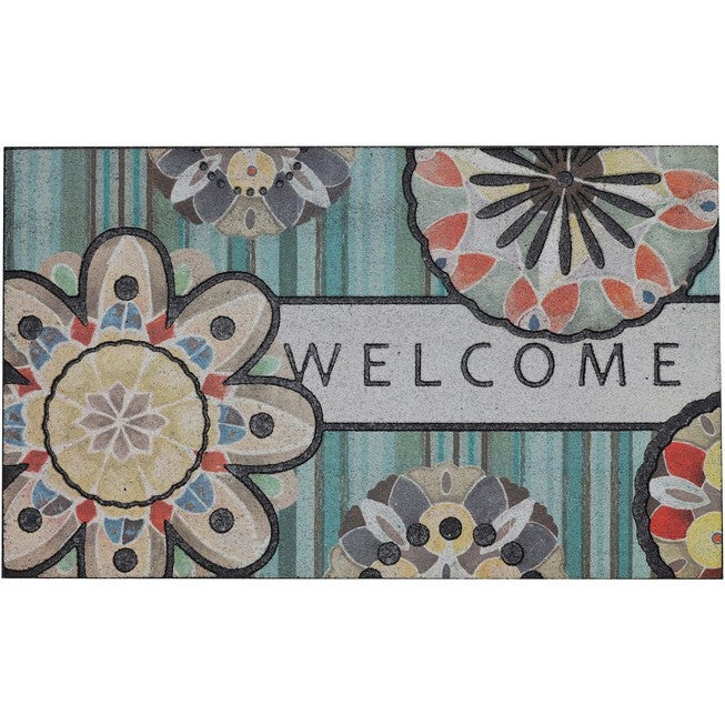 Playful Medallion Welcome Multi 1' 6 inches X 2' 6 inches, MULTI, hi-res image number null