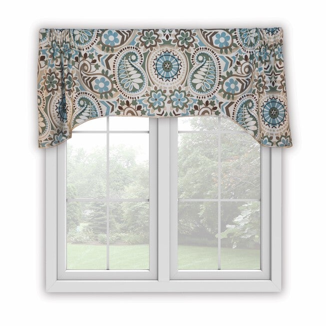 Paisley Prism Lined Arch Shaped Valance, LATTE, hi-res image number 0