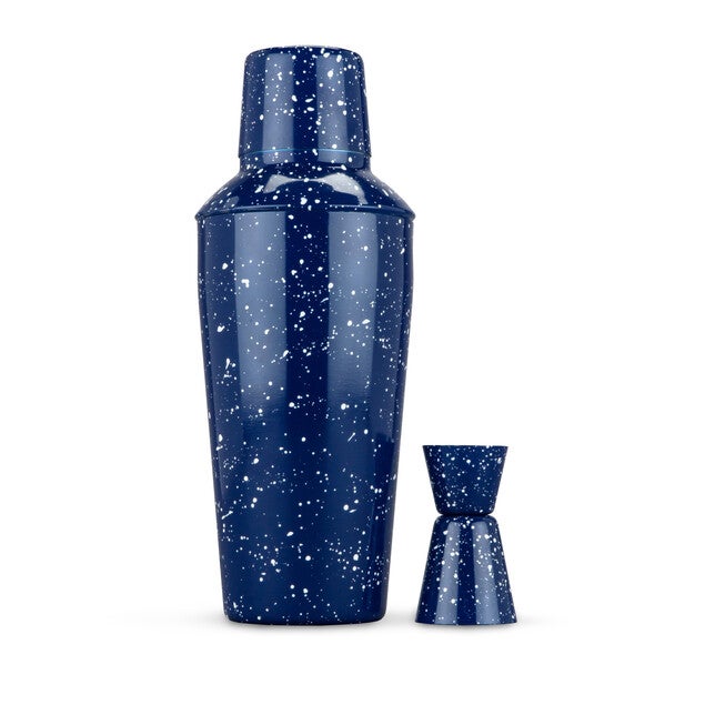 Enamel Cocktail Shaker And Jigger Set, BLUE, hi-res image number 0