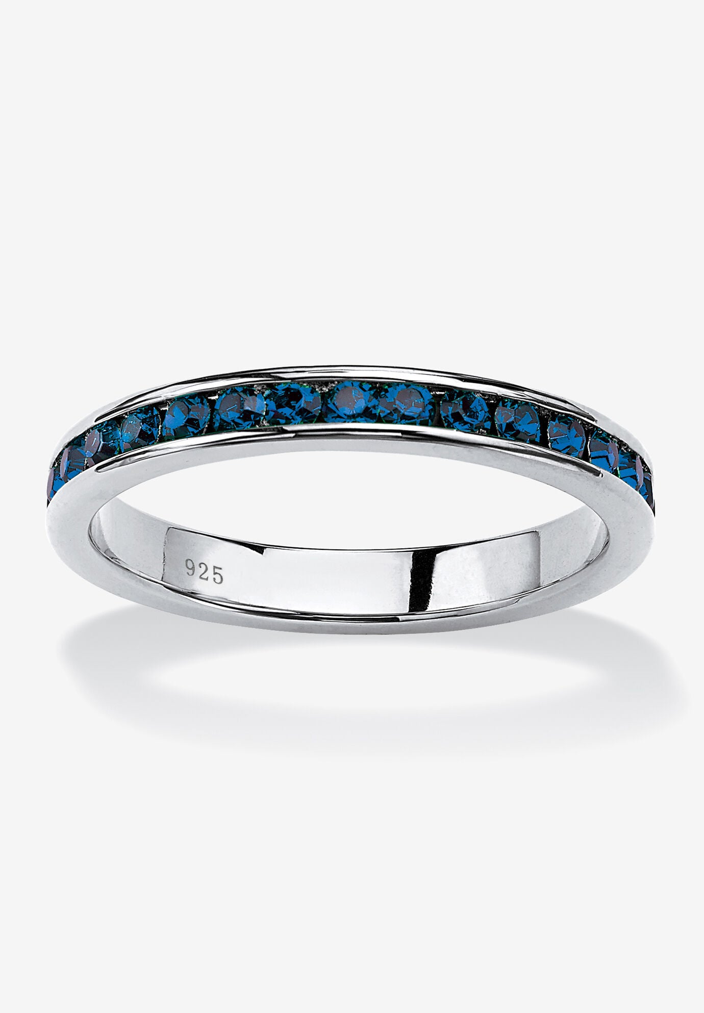 Sterling Silver Simulated Birthstone Stackable Eternity Ring, SEPTEMBER, hi-res image number 0