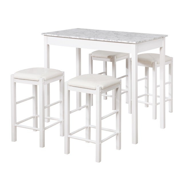 Lancer 5-Pc. Tavern Set White Faux Marble, , alternate image number 8