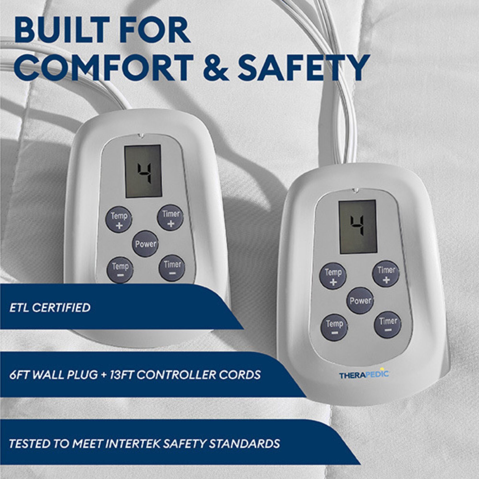 76 inches x 80 inches White King Heated Mattress Pad, WHITE, alternate image number 4