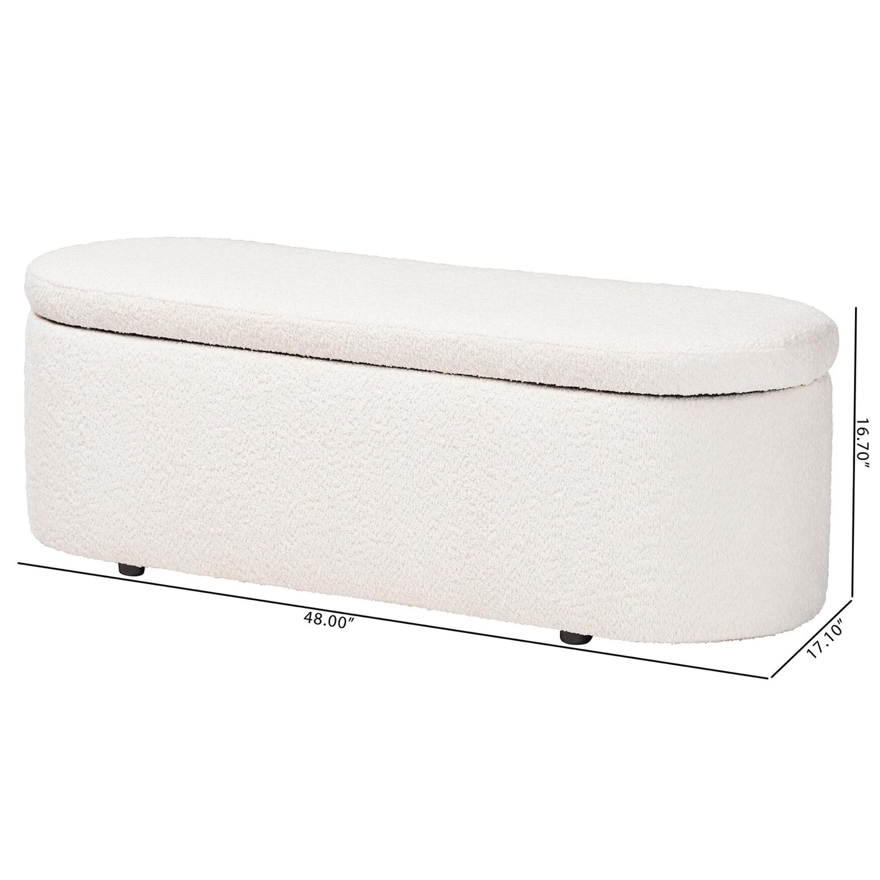 Lavina Modern White Teddy-Bear Fabric Storage Bench, , alternate image number 9