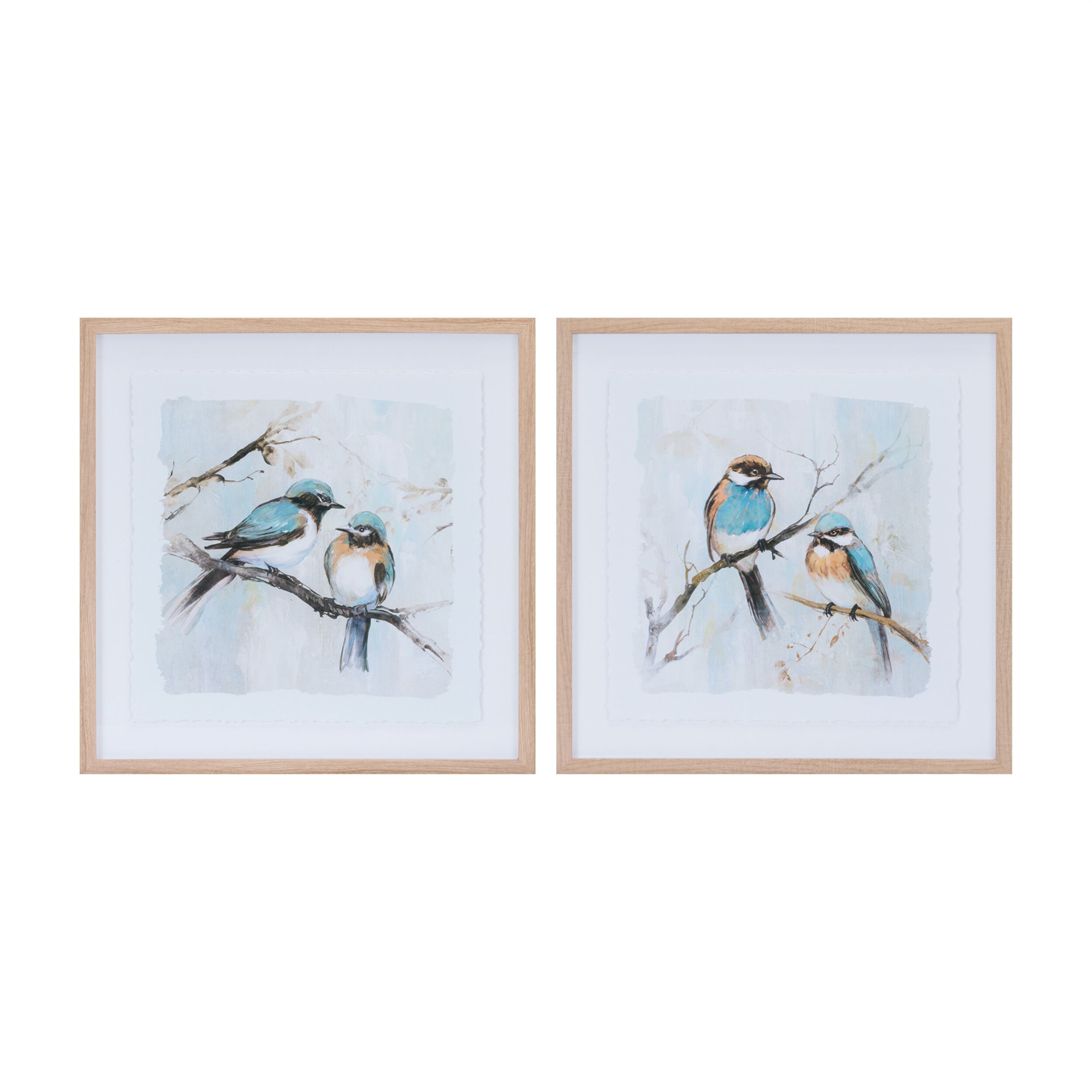 Framed Bird Couple Wall Print Set of 2, BLUE WHITE, hi-res image number 0