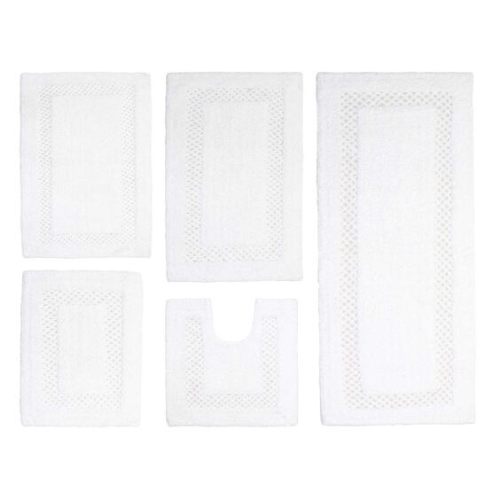 Classy Bathmat 5 Piece Bath Rug Collection, WHITE, hi-res image number null