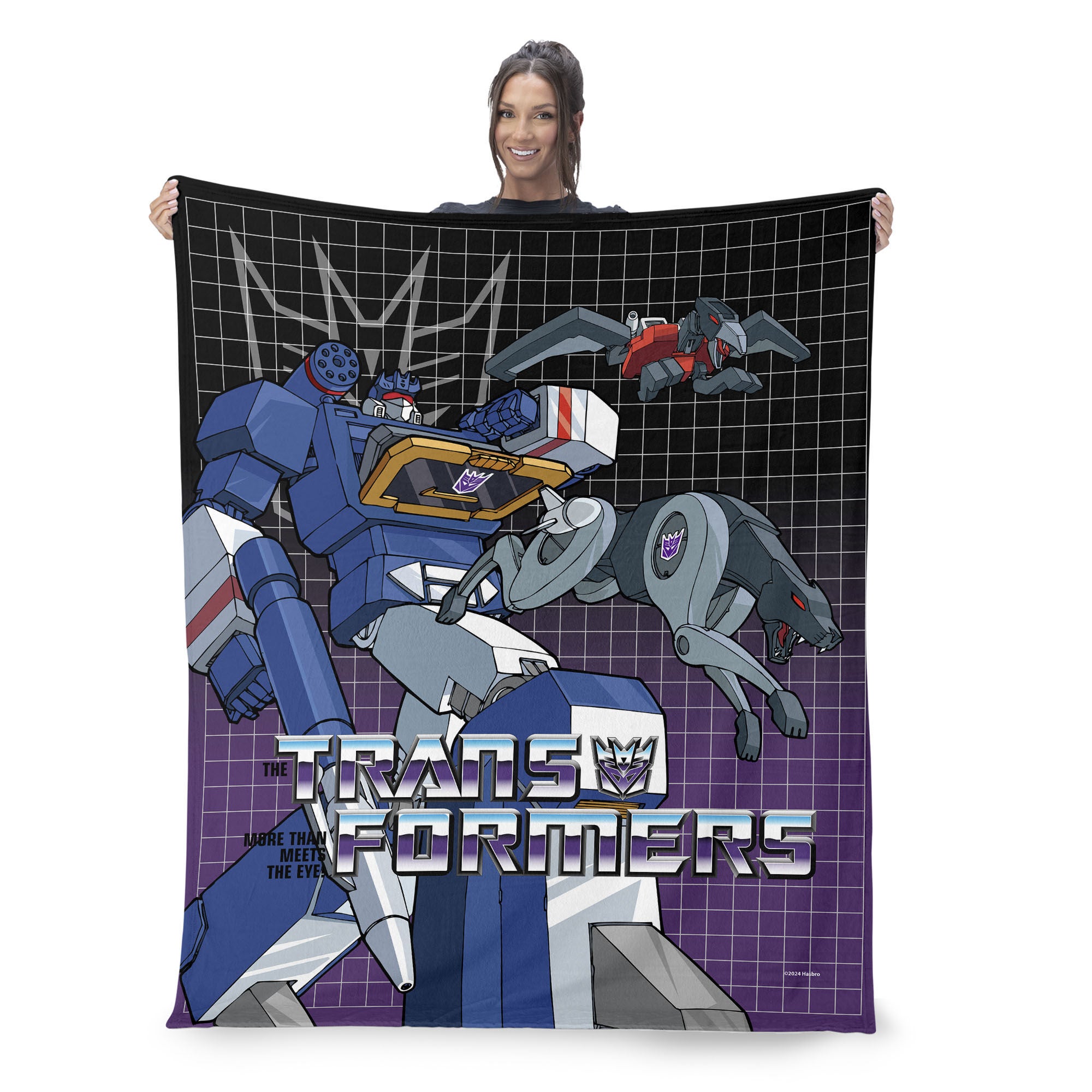 Hasbro Transformers G1 Grid Soundwave Silk Touch Throw Blanket 50X60 Inches, BLACK, on-hover image number 1