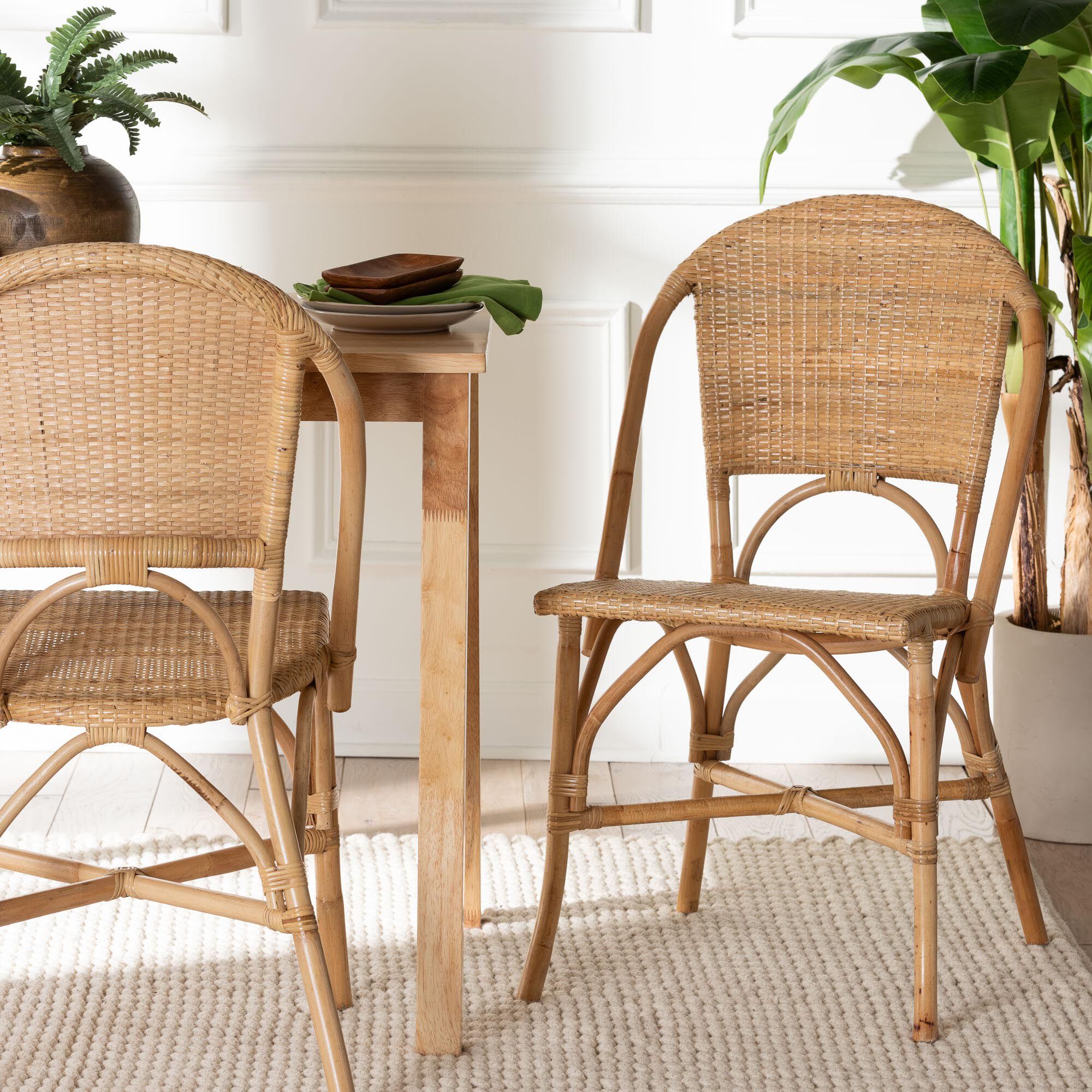 Jaylyn Bohemian Natural Rattan Dining Chair, NATURAL, hi-res image number 0