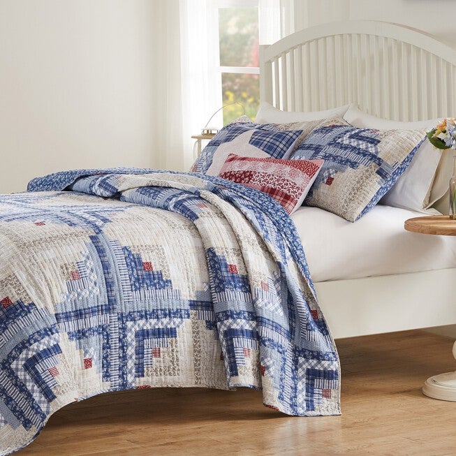 Cottage Cabin Calico Patchwork Print Quilt Set, Calico, 3-Piece King, CALICO, alternate image number null