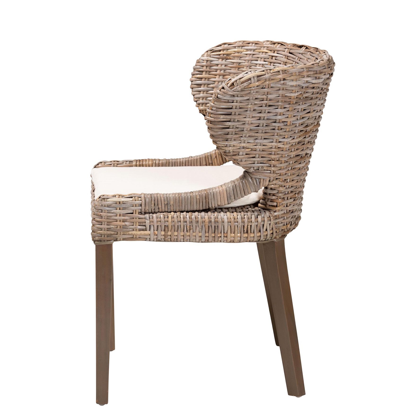 Niesha Bohemian Grey Natural Kubu Rattan And Mahogany Wood Dining Chair, , alternate image number 2