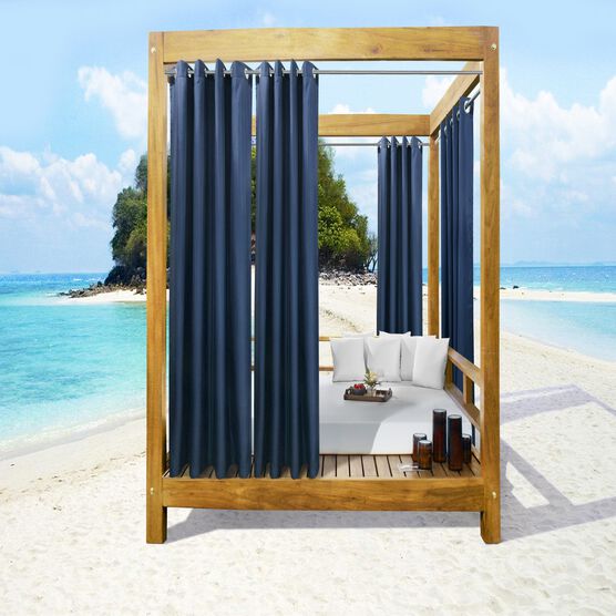 Outdoor Decor Seascapes Outdoor Grommet Curtain Panel Pair, INDIGO, hi-res image number null