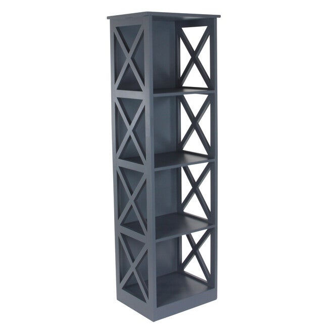 Grey Wood Traditional Shelving Unit, 51 inches x 16 inches x 12 inches, BROWN, hi-res image number null
