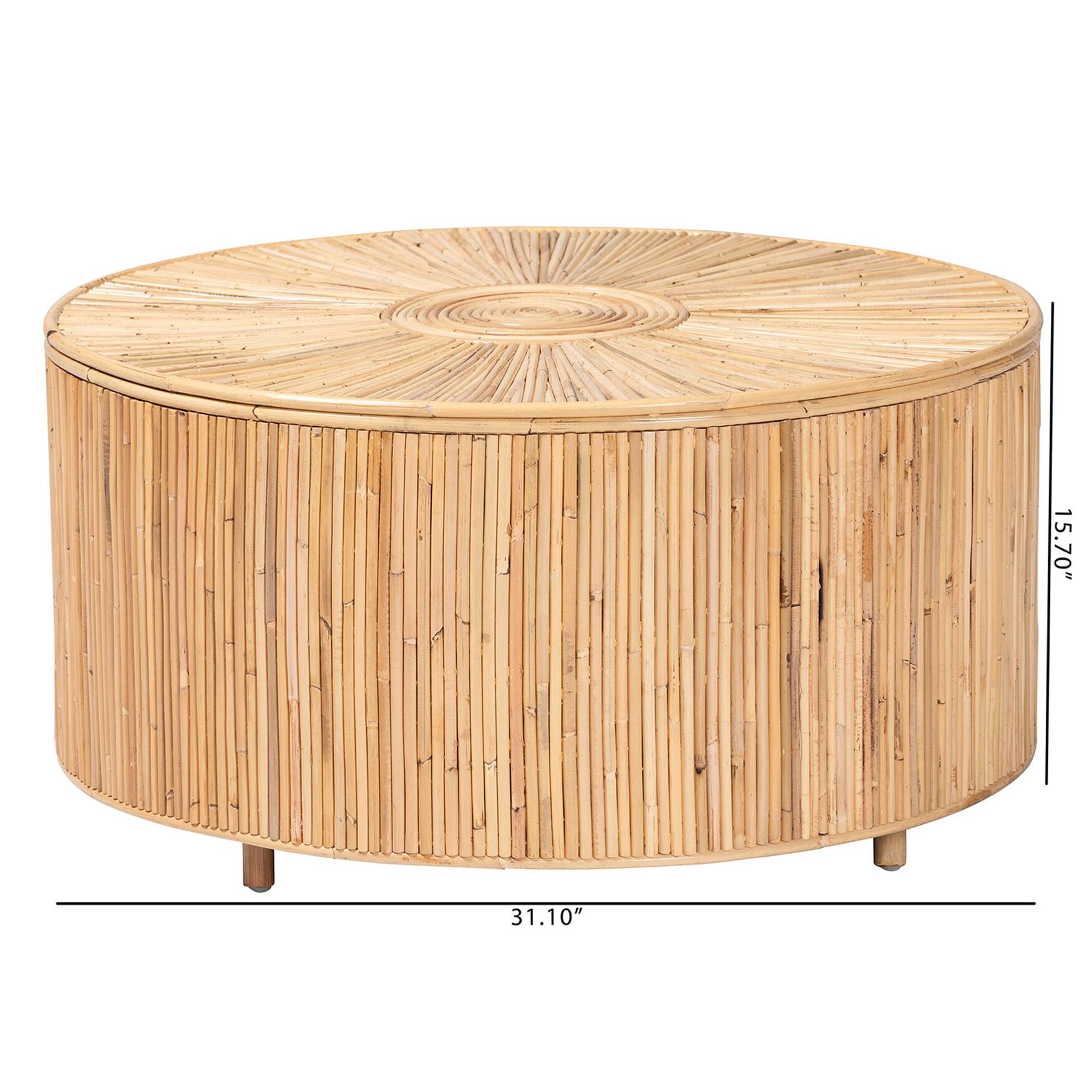 Miami Bohemian Light Honey Rattan Coffee Table, , alternate image number 5