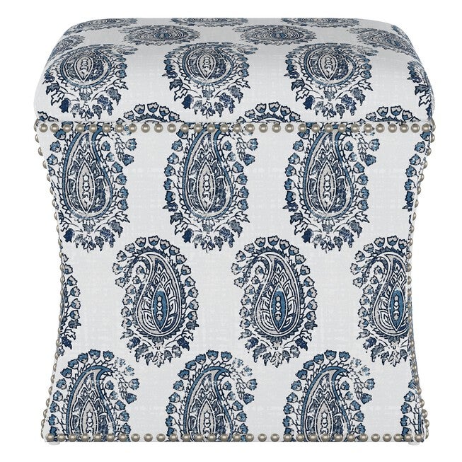 Block Paisley Nail Button Storage Ottoman, , on-hover image number 1