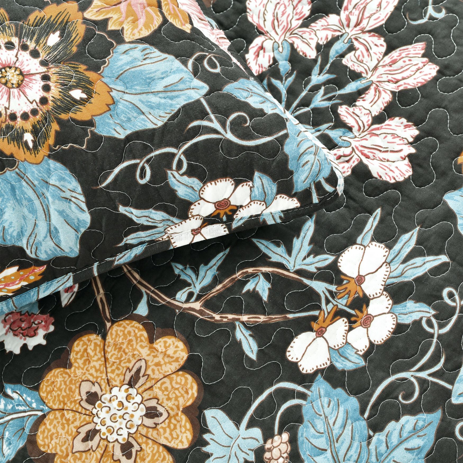 Lush D&eacute;cor Sydney Quilt Black/Blue 3Pc Set, , alternate image number 20