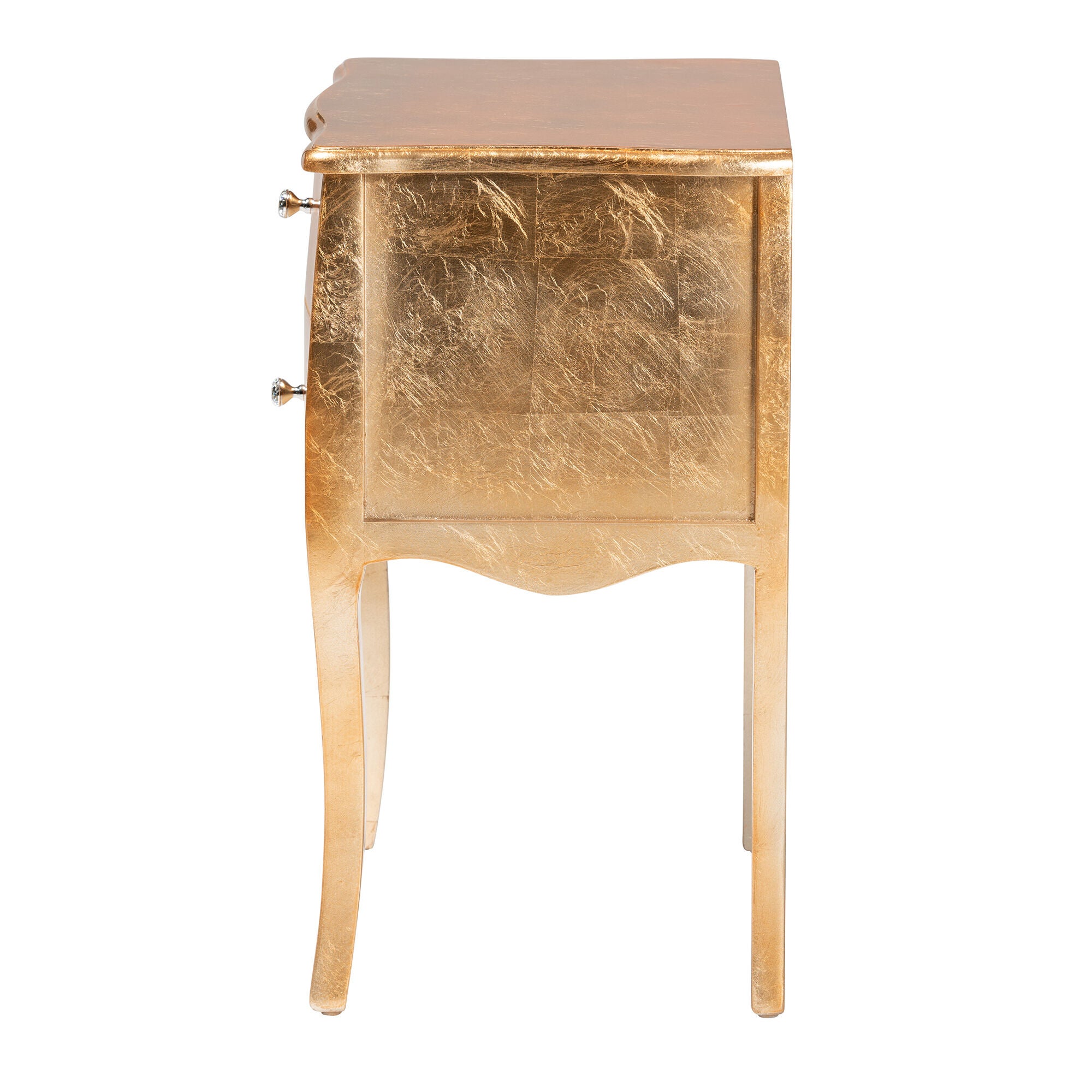 Patrice Classic and Traditional Gold Finished Wood 2-Drawer End Table, GOLD, alternate image number 4