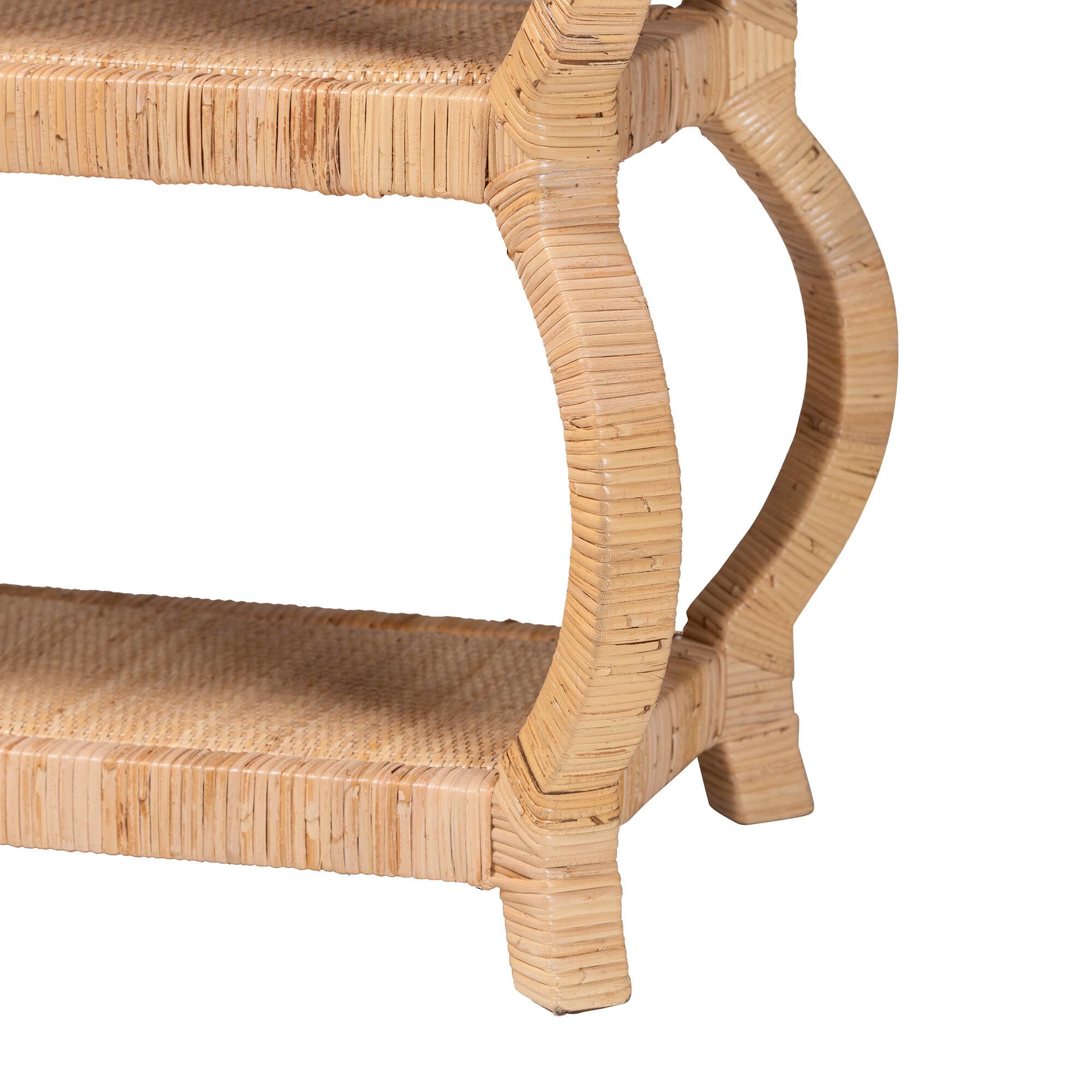 Dalida Bohemian Natural Rattan 3-Tier Console Table, NATURAL, alternate image number 4