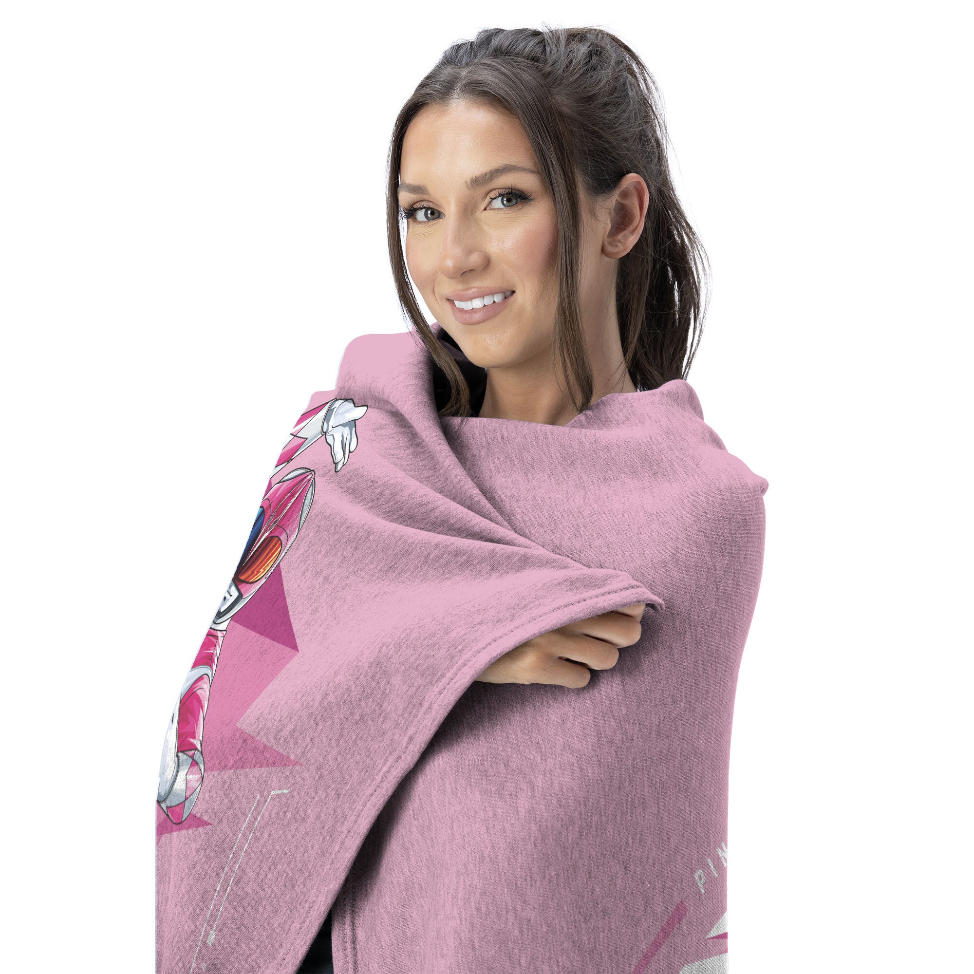 Hasbro Power Rangers Pink And Yellow Silk Touch Throw Blanket 40X50 Inches, POWER RANGER, alternate image number 2