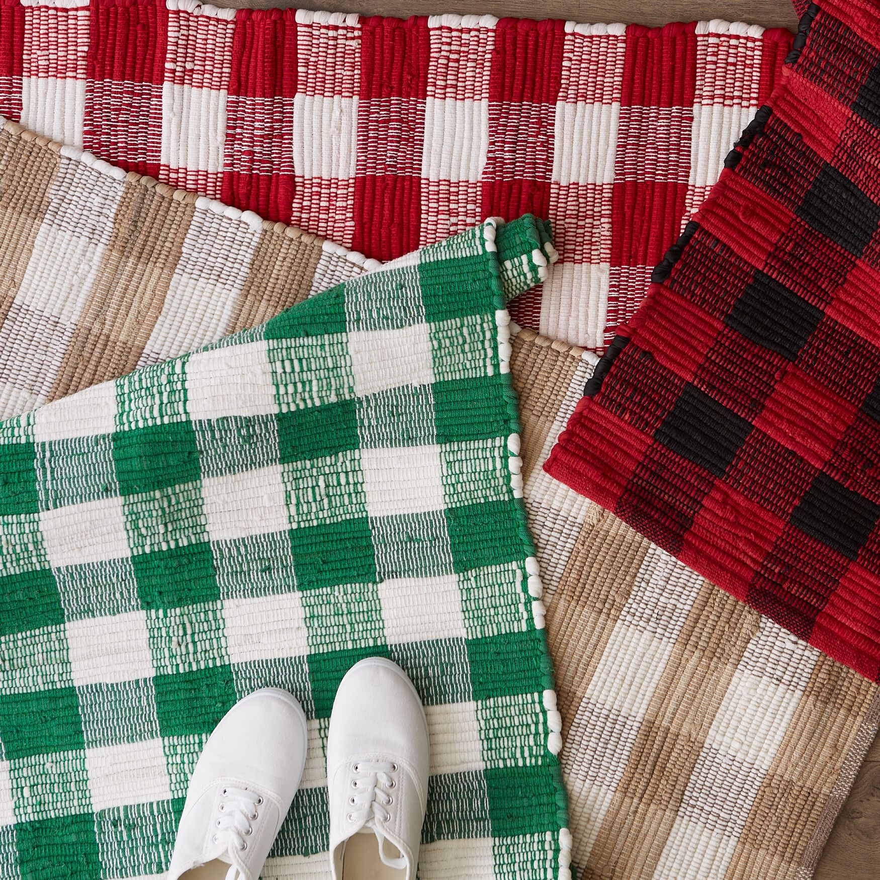 Red & White Buffalo Check Rag Rug 26X40, , alternate image number 5