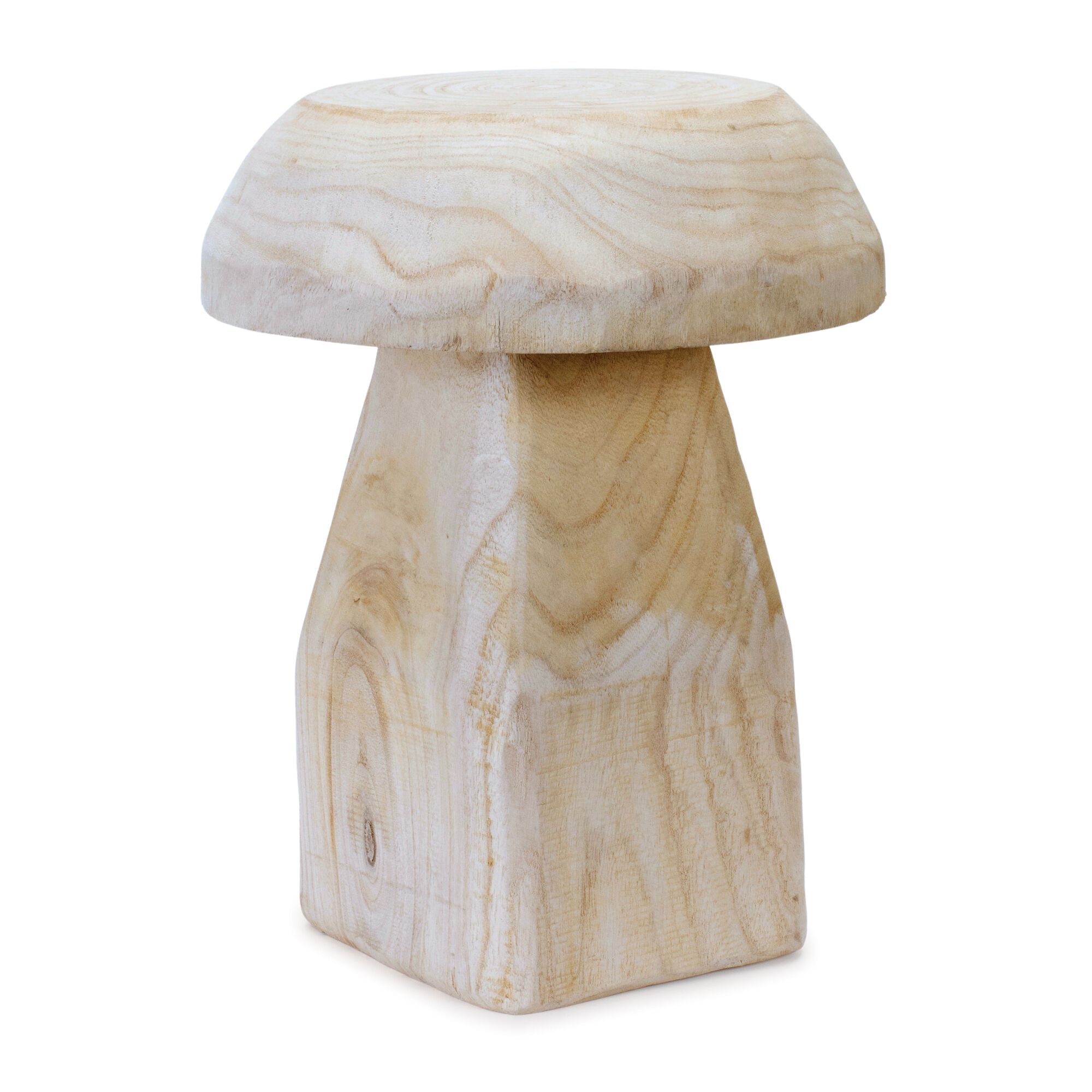 Wood Mushroom Stool 15.5 inchesH, BEIGE, hi-res image number 0