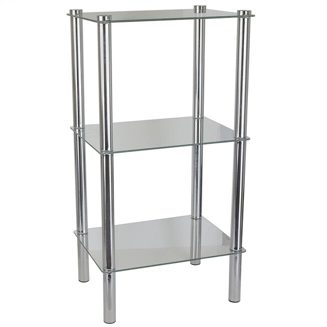 Home Basics 3 Tier Multi Use Rectangle Glass Corner Shelf Clear, , alternate image number null