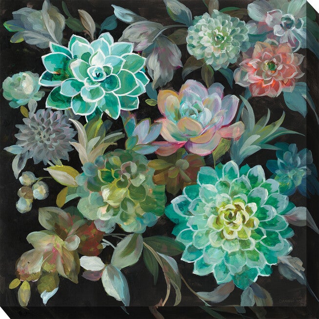 Succulent Fanfare Wall Art, BLUE, hi-res image number 0