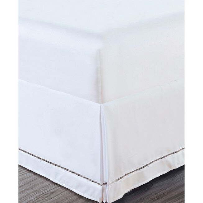 Luxury Hotel Hemstitch White 14 inches Drop Bed Skirt, WHITE, hi-res image number 0