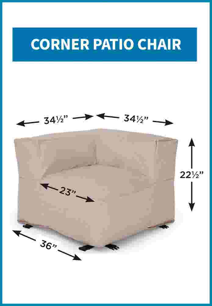 Corner patio chair dimensions diagram