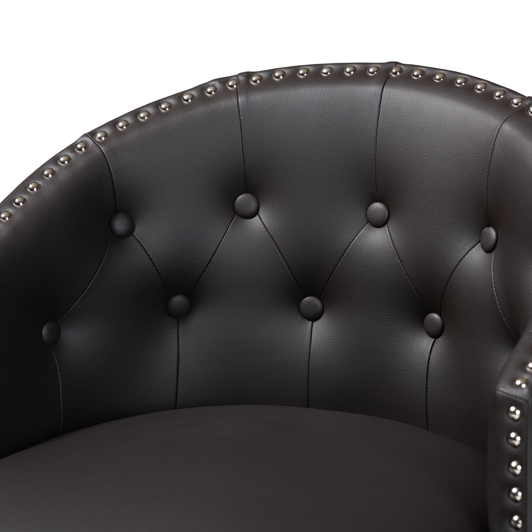 Theron Mid-Century Transitional Black Faux Leather and Espresso Brown Finished Wood 2-Piece Swivel Counter Stool Set, , alternate image number 24