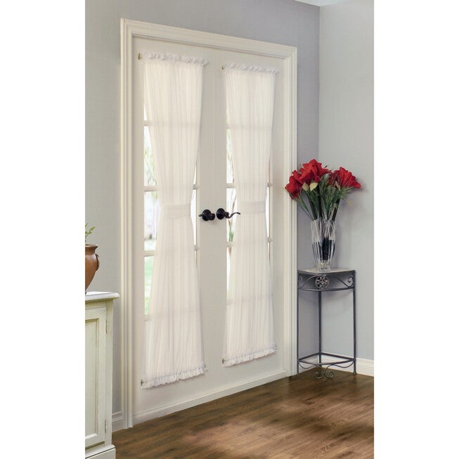 Rhapsody Lined Indoor Single Rod Pocket Curtain Door Window Panel, IVORY, hi-res image number null