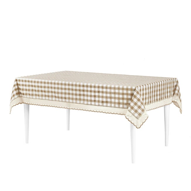 Buffalo Check Tablecloth - 60-in x 104-in, TAUPE, hi-res image number null