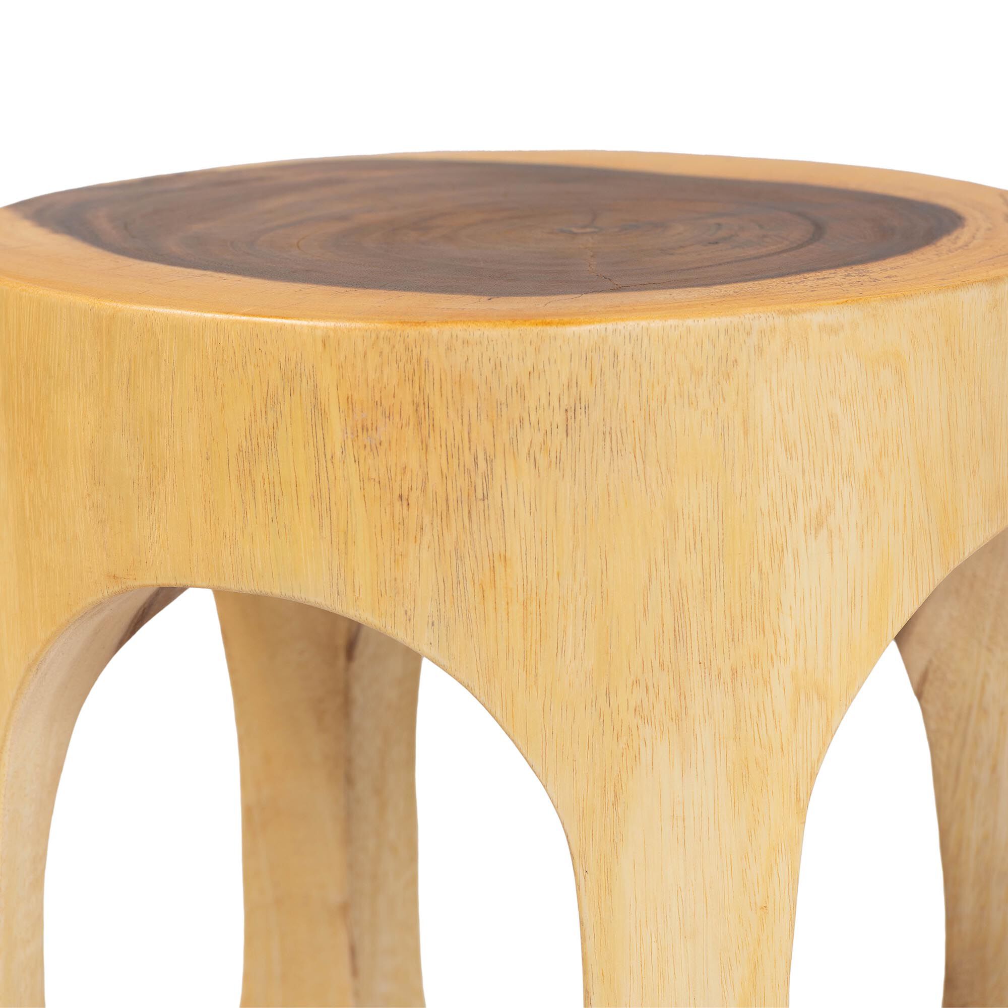 Kaseko Hand-carved Suar Wood Side Table, NATURAL BROWN, alternate image number 3