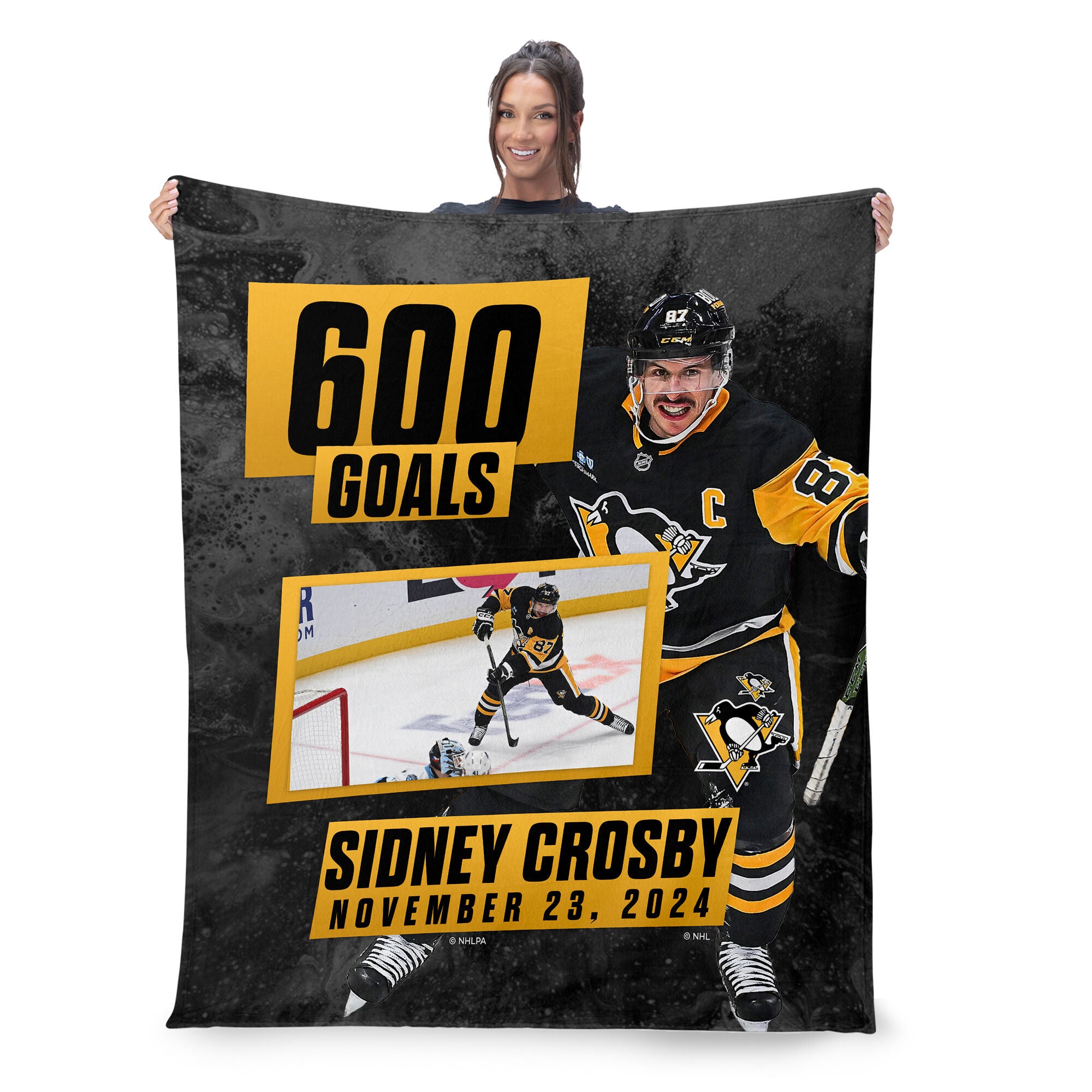 Pittsburgh Penguins Sidney Crosby NHL 600 Goal Milestone Silk Touch Throw Blanket 50x60 Inches, PENGUINS NHL, on-hover image number 1