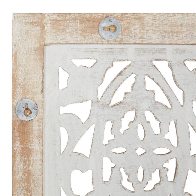 Cream Traditional Floral Mango Wood Wall Décor, , on-hover image number 1
