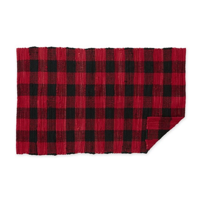 Red & Black Buffalo Check Rag Rug 26X40, , on-hover image number null