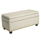 400 lbs. Weight Capacity Extra Wide Studded Ottoman, ECRU, hi-res image number null