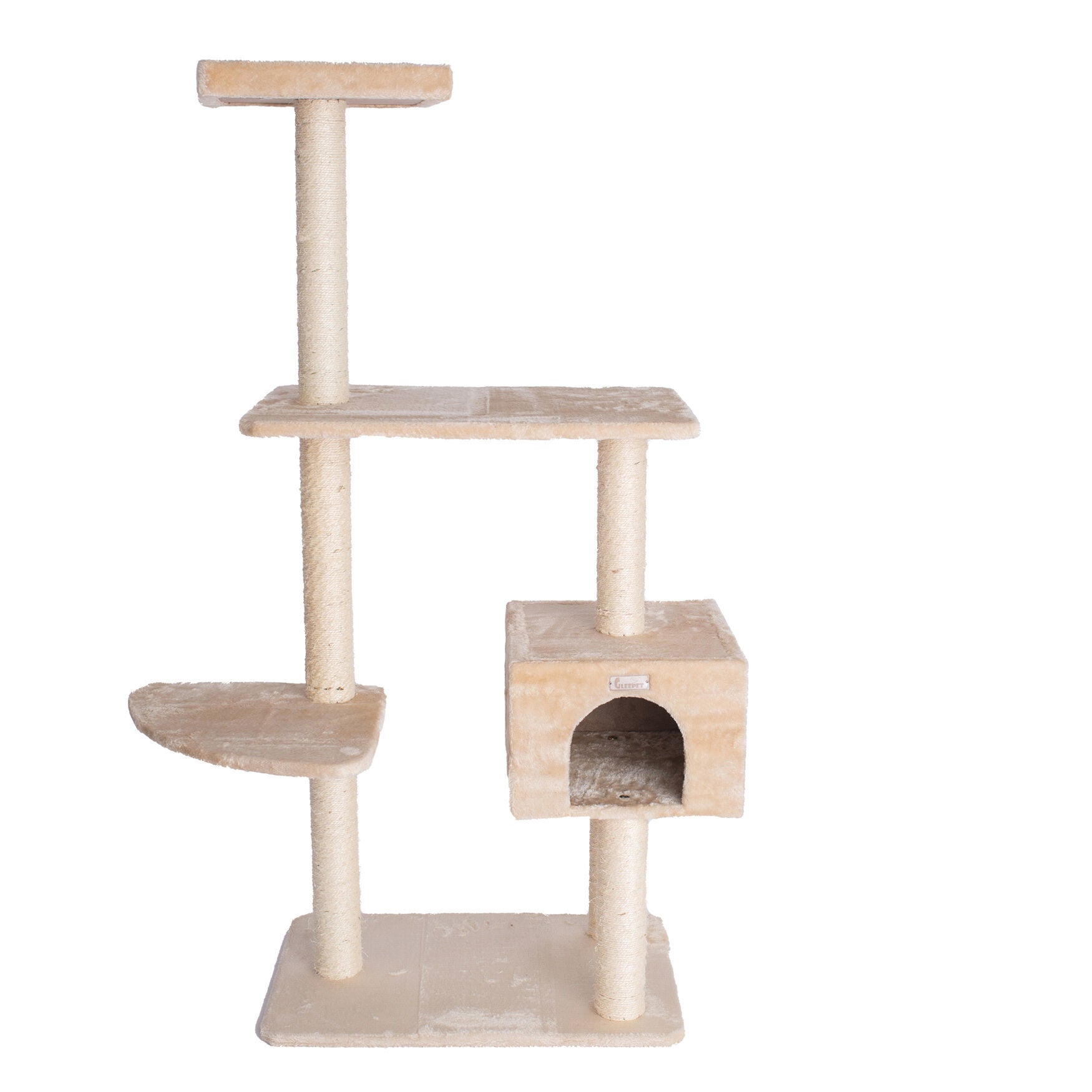 Gleepet 57 inches Beige Real Wood Cat Tree With Playhouse And Perch, , alternate image number 4