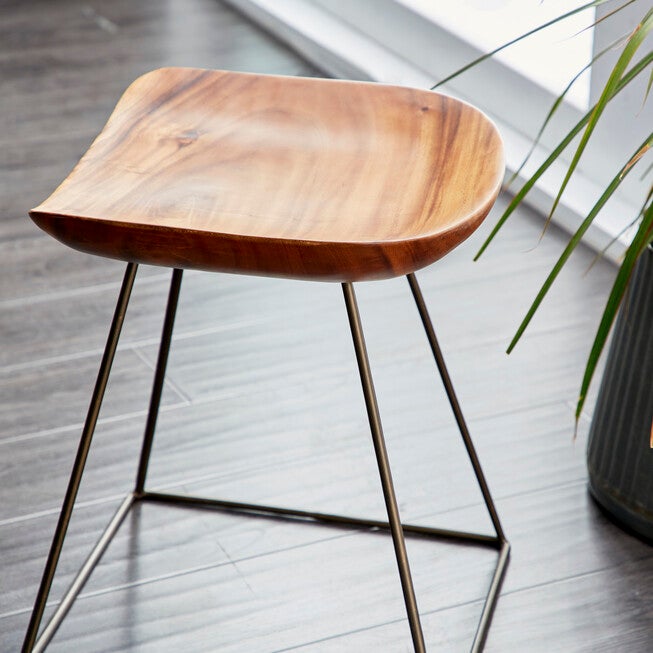 Brown Iron Rustic Stool, , alternate image number null