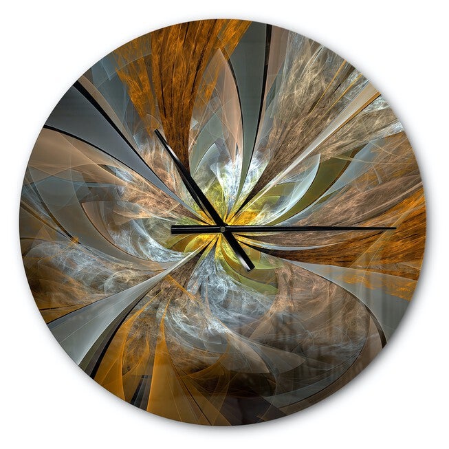 Symmetrical Yellow Fractal Flower Modern Wall Clock, , alternate image number 1