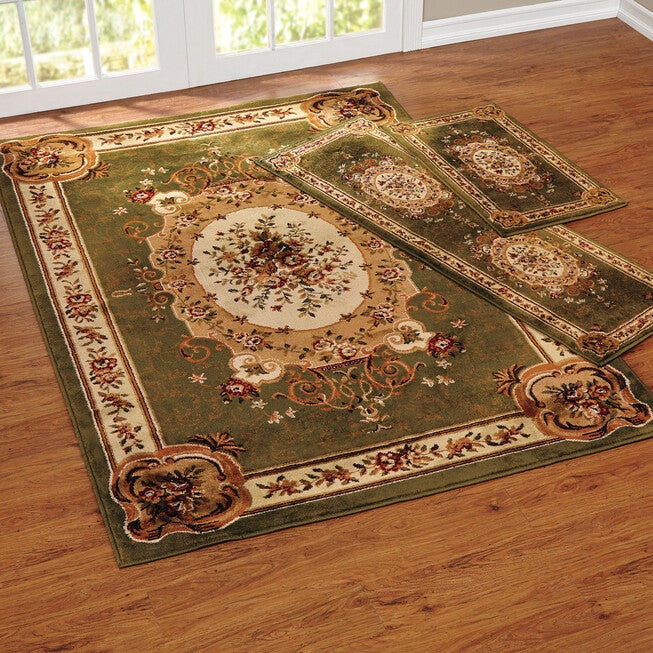Floral 3-Pc. Rug Set with Runner, GREEN, hi-res image number 0