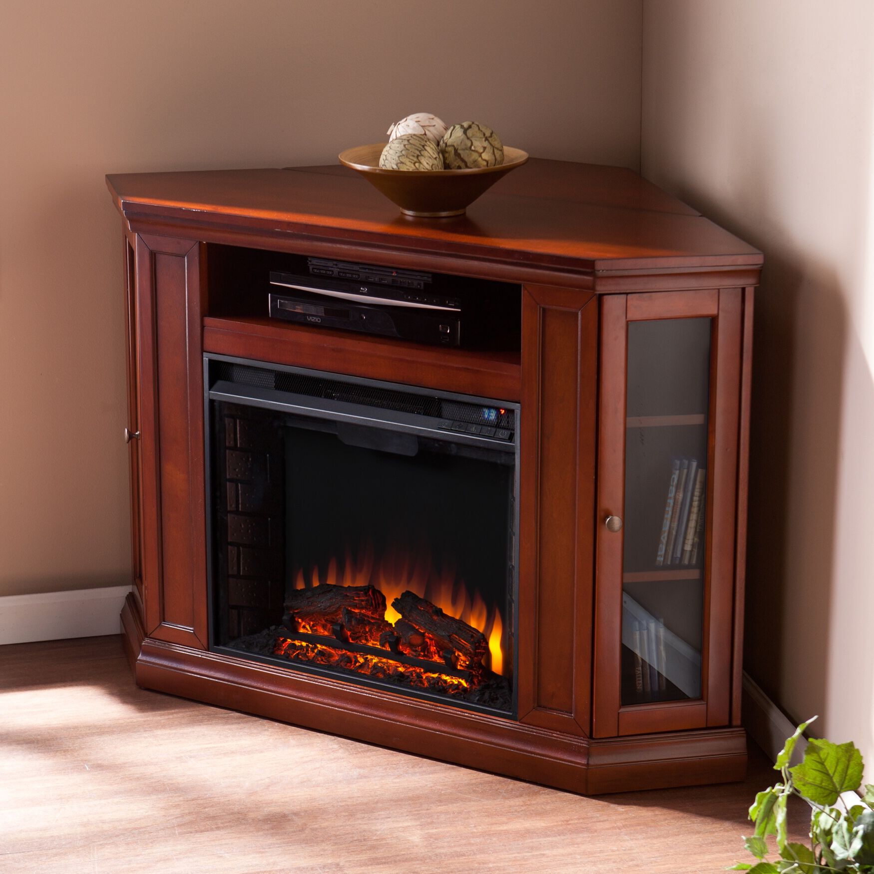 Claremont Convertible Media Electric Fireplace, MAHOGANY, hi-res image number 0