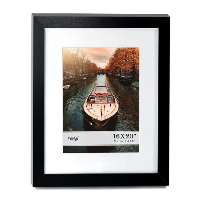 Black Wood Picture Frame With Mat 11X 14, BLACK, hi-res image number null
