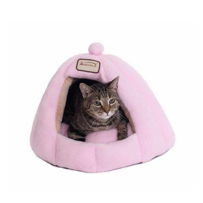 Plush Faux Fleece Cave Cat dog Bed, Soft PInk, , alternate image number 3