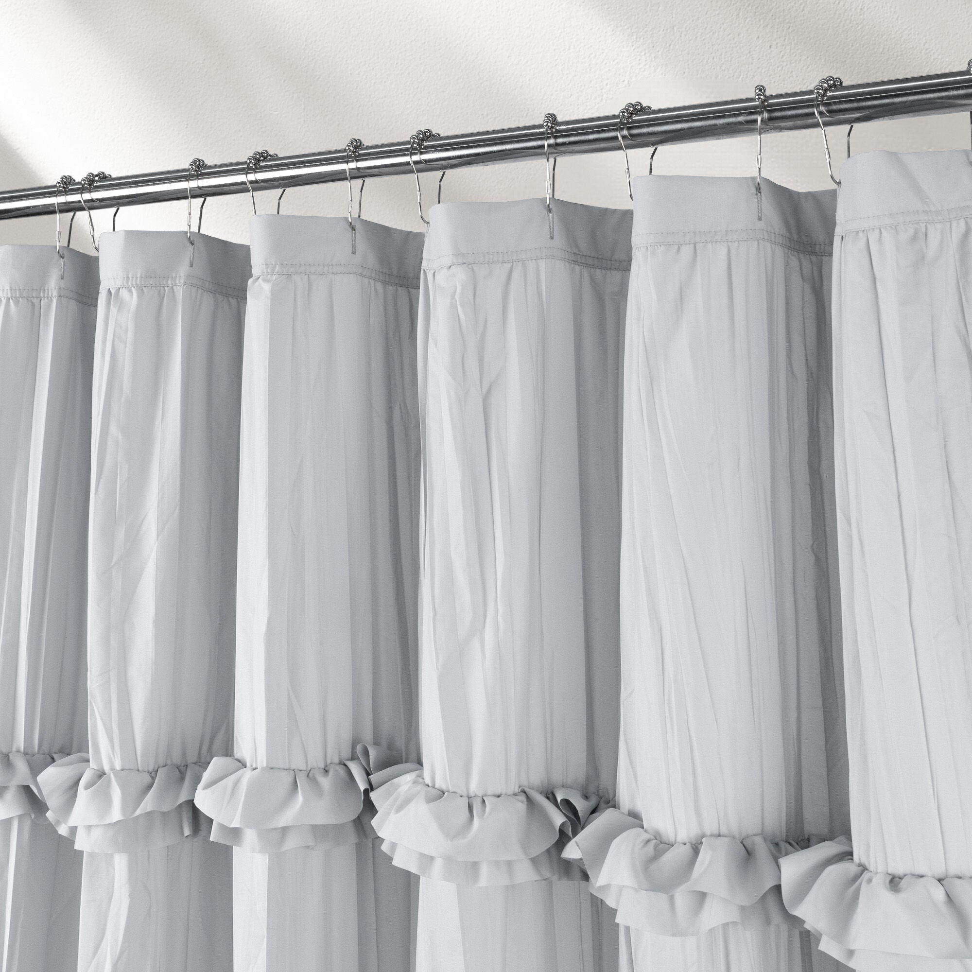Recycled Ruffles and Pleats Shower Curtain, GRAY, alternate image number 2