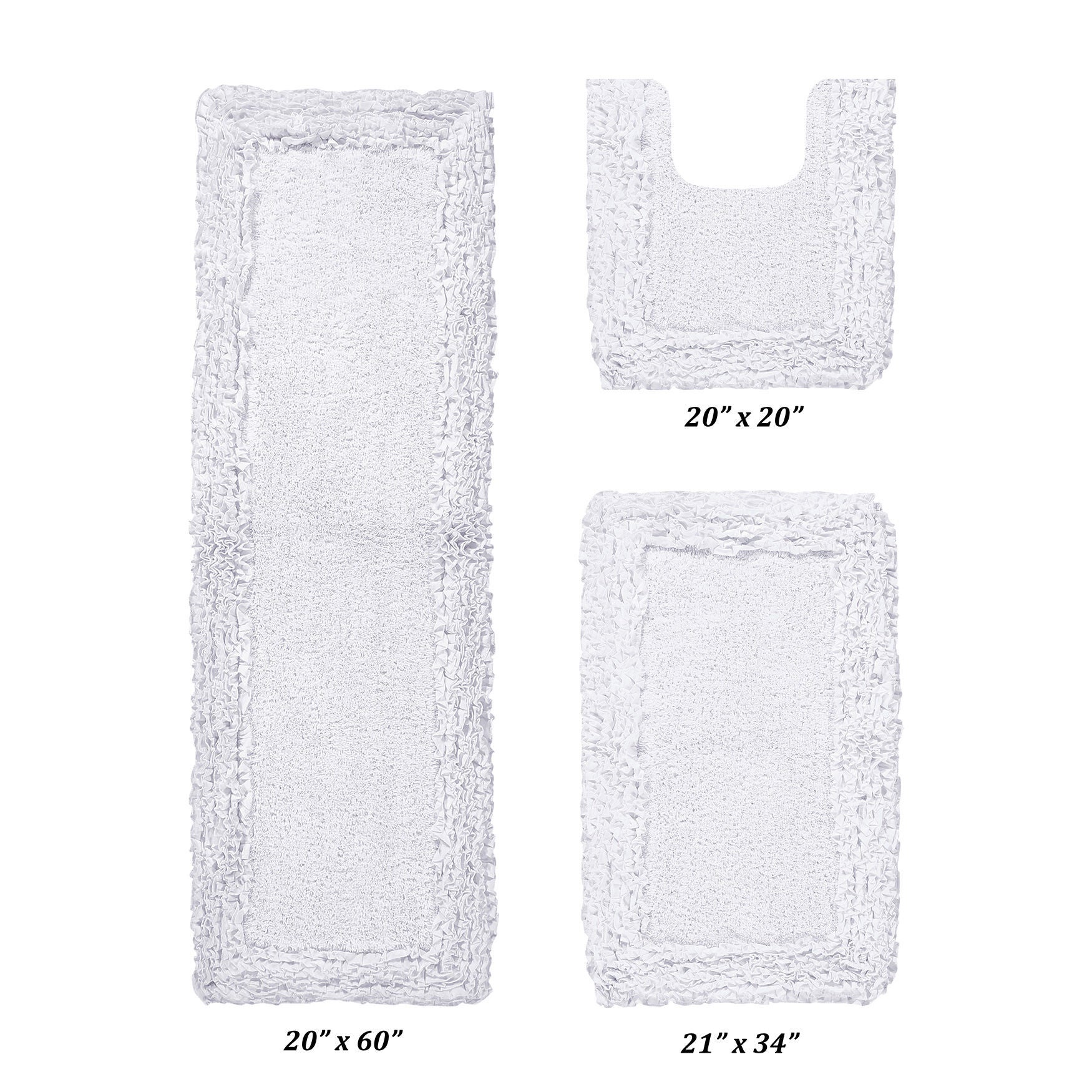 Shaggy Border Bath Rug Mat, 3-Pc. Set, WHITE, hi-res image number 0